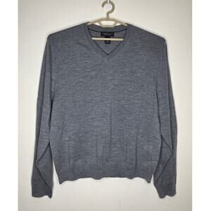 Bloomingdales grey merino wool v-neck long sleeve sweater - XXL / 2XL